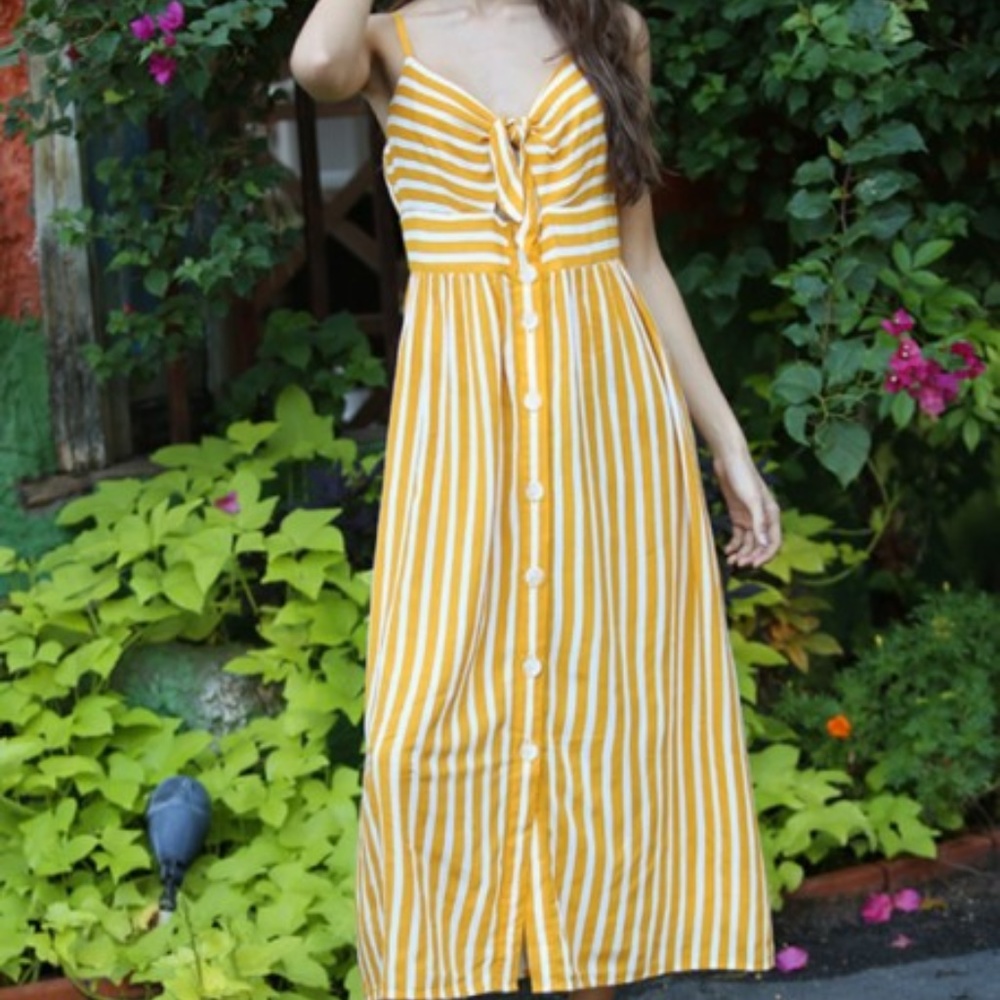 Striped Tie Front Maxi Dress